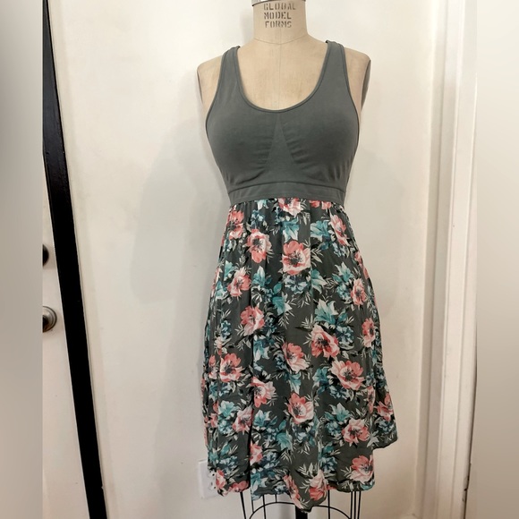 Sage Green Cami Racer Back Floral Challis Dress - Picture 2 of 5